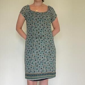 Vintage blue patterned midi dress